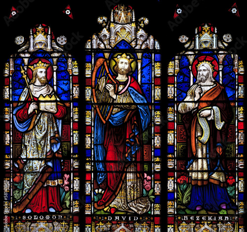 Canvas Print Stained Glass with Solomon, David and Hezekiah