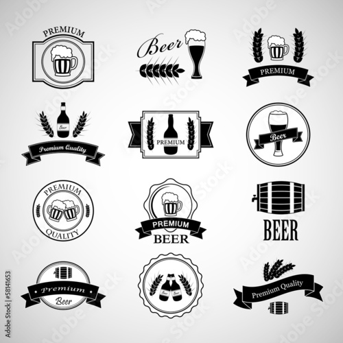 Beer Labels Set - Isolated On Background - Vector Illustration