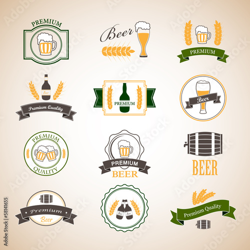 Beer Labels Set - Isolated On Background - Vector Illustration