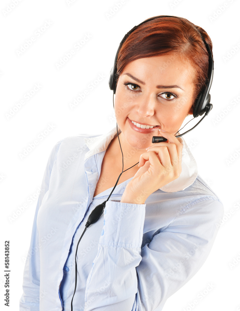 Call center operator isolated on white. Customer support Call center operator isolated on white. Customer support