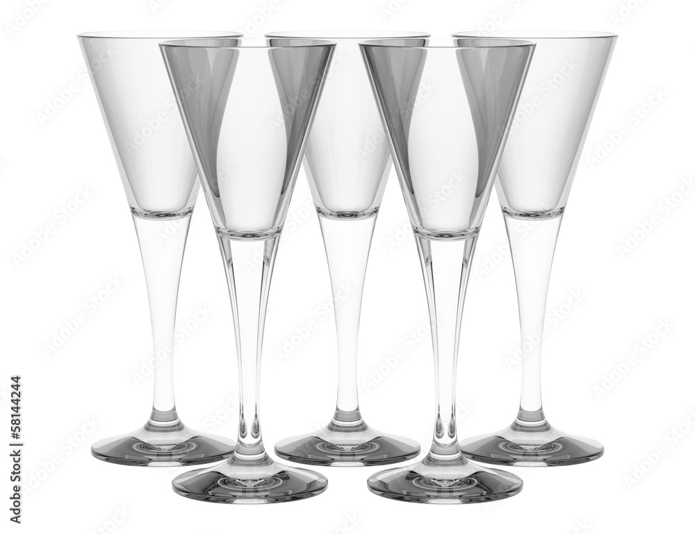Obraz premium empty champagne glasses isolated on white background