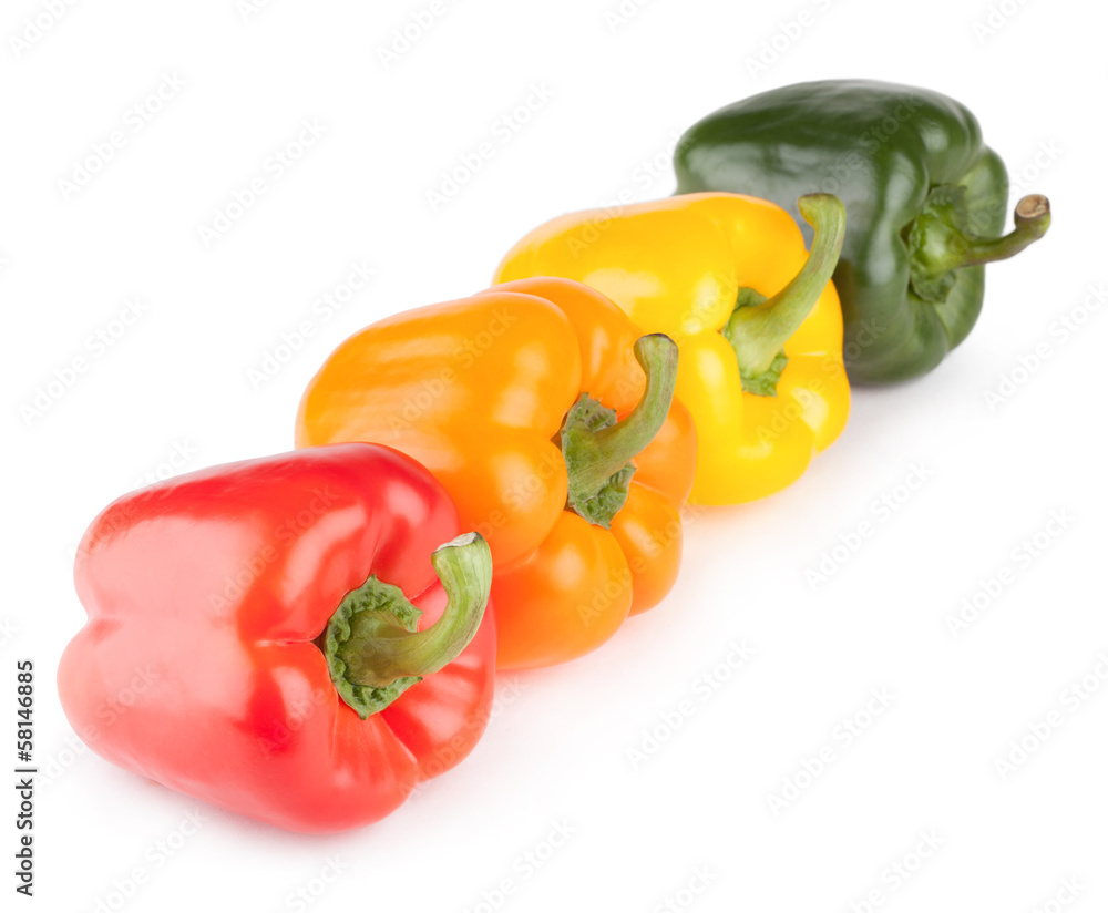 colorful bell peppers isolated on white background colorful bell peppers isolated on white background