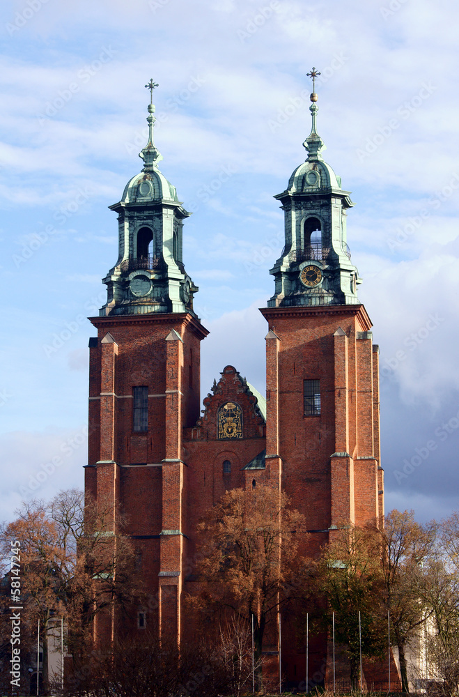 The towers of the Basilica Archdiocese of Gniezno.