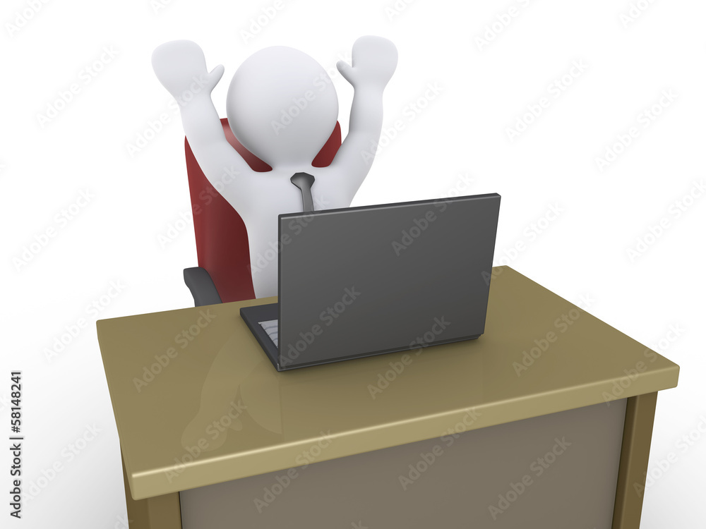 Happy businessman with laptop Happy businessman with laptop