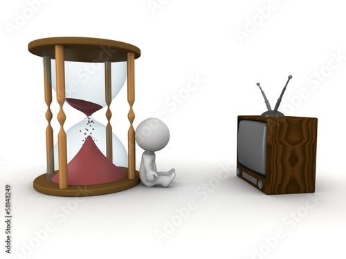 фотографія 3D Man losing track of time watching TV