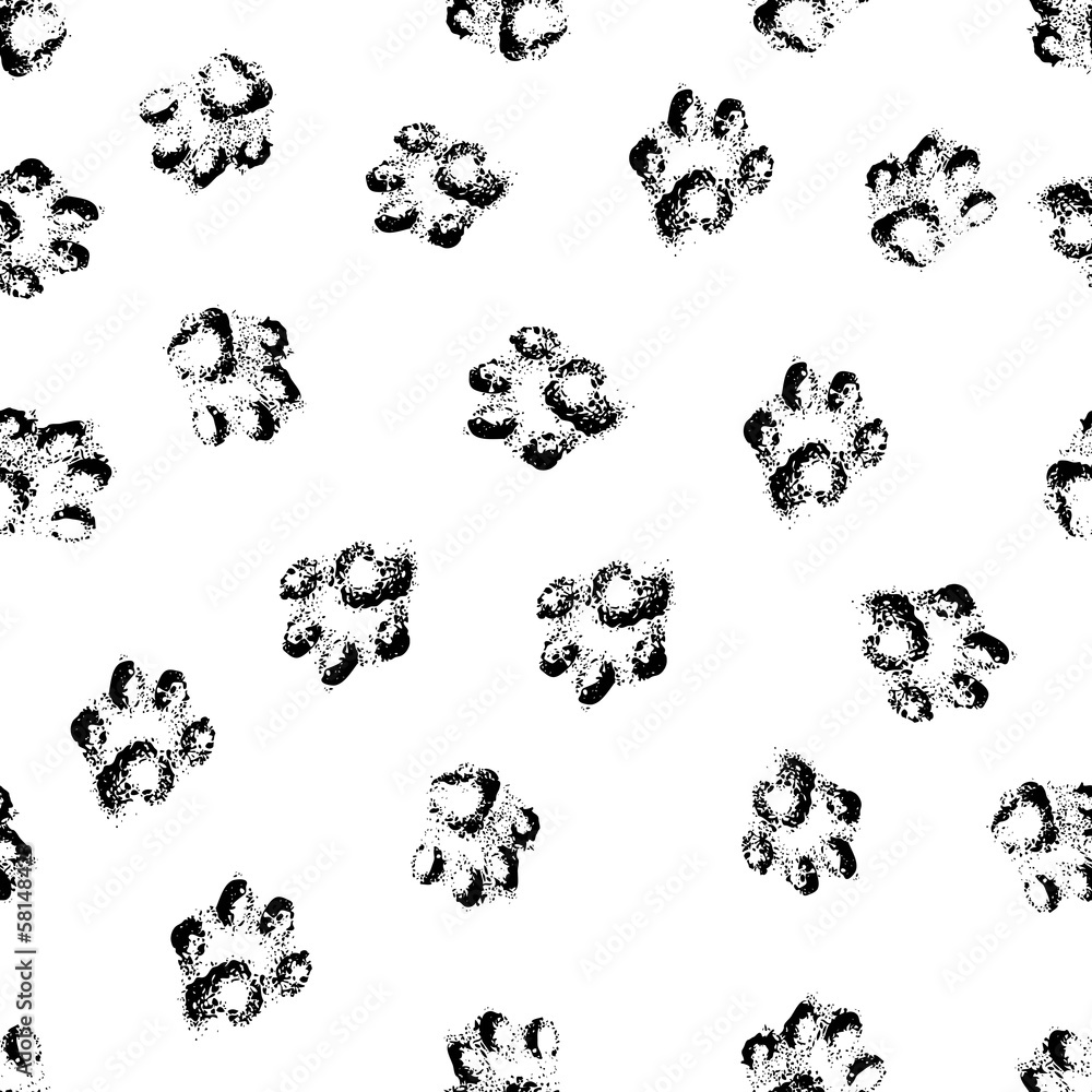 Animal cat paw track feet print icons with shadow. Animal cat paw track feet print icons with shadow.