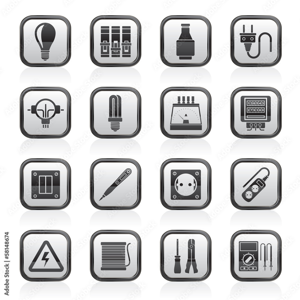 Electrical devices and equipment icons - vector icon set Electrical devices and equipment icons - vector icon set