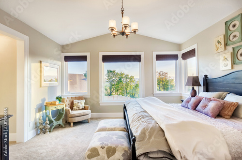 Master Bedroom with View in Luxury Home photo