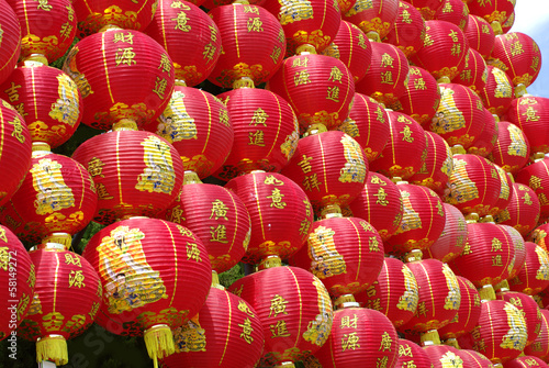 red chinese lantern wall