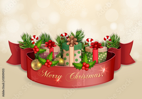 Christmas illustration with gift boxes