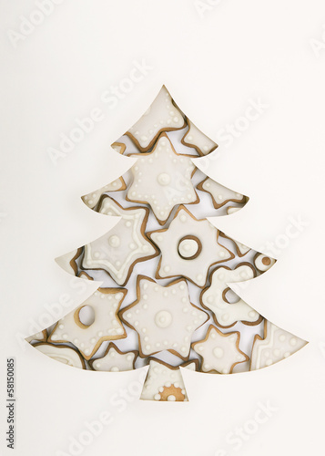 Christmas tree paper cutting, concept for papercraft card.