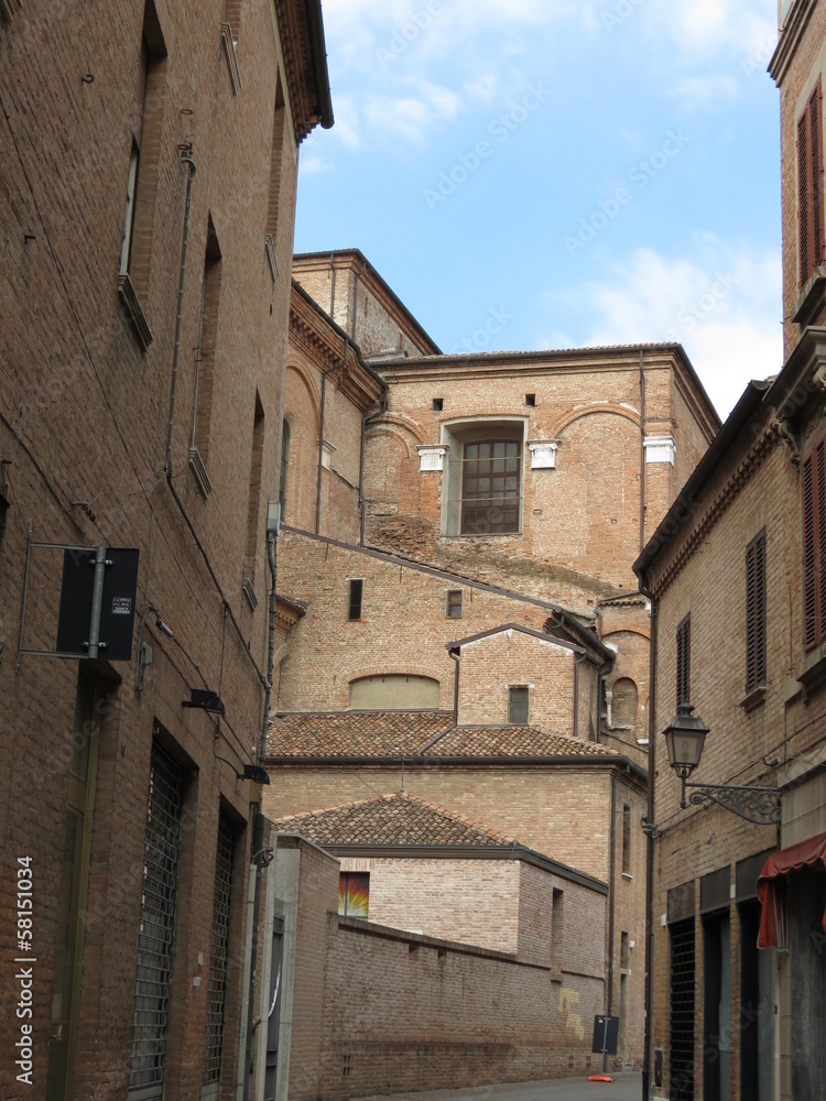 Ferrara, narrow medieval street