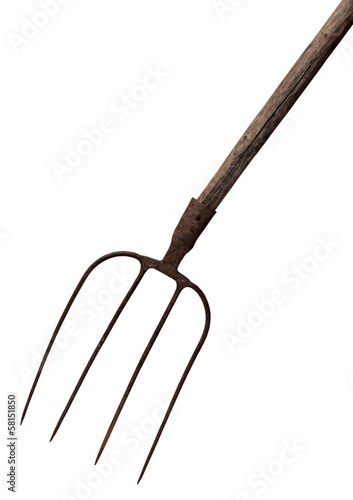Fotografia, Obraz Old rusty fork isolated on a white background.