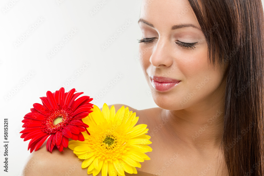 woman and flowers,