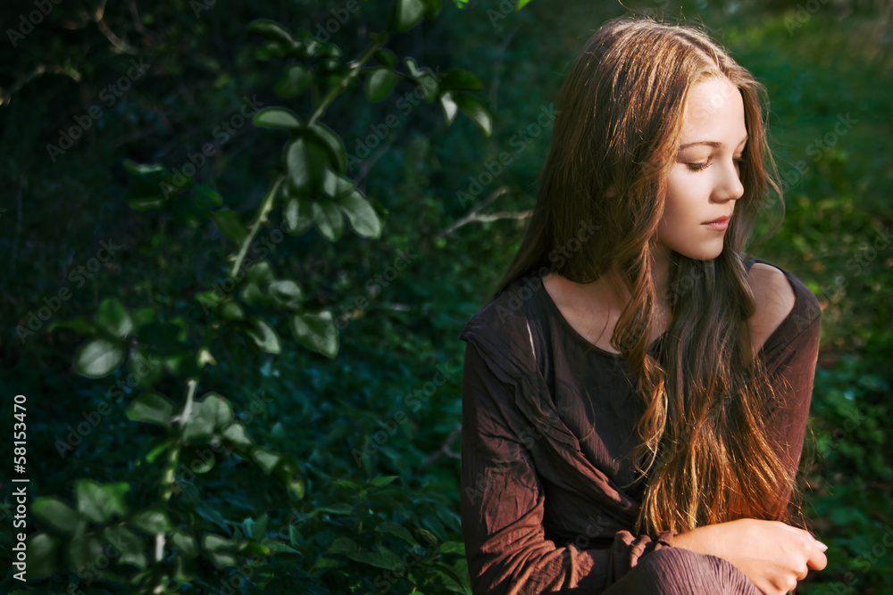 portrait of young girl with long hair portrait of young girl with long hair