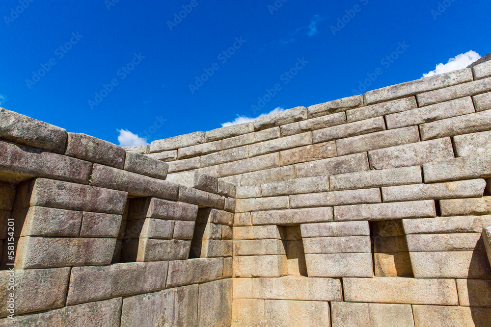 Inca Wall in Machu Picchu, Peru, South America