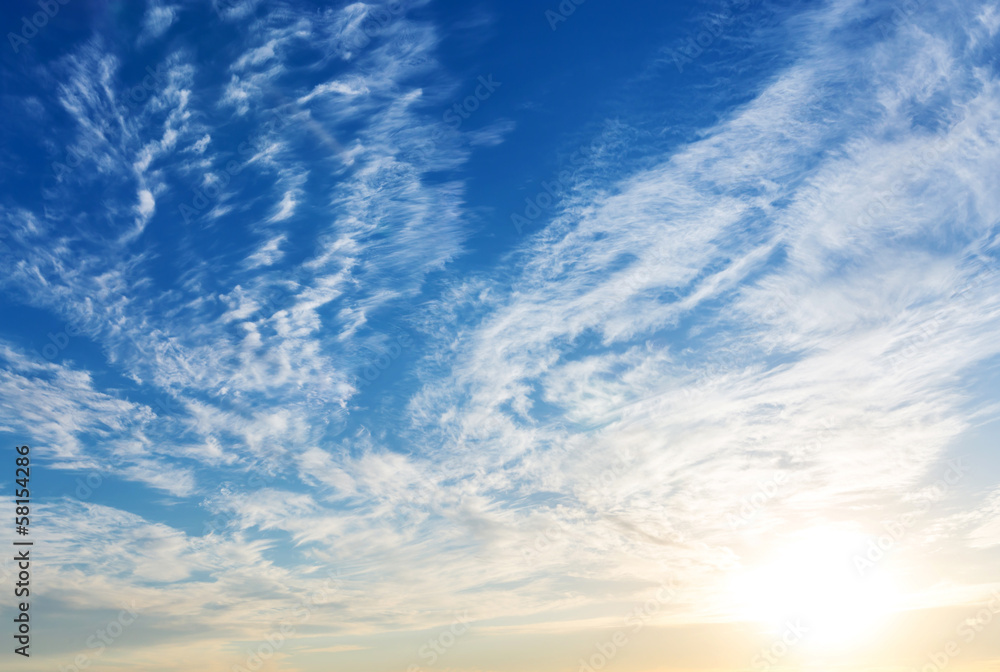 Blue sky with sun and clouds. Blue sky with sun and clouds.