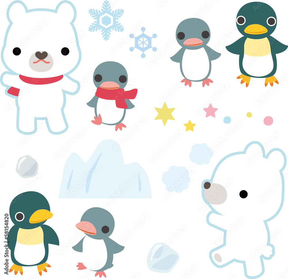 Obraz premium シロクマとペンギン
