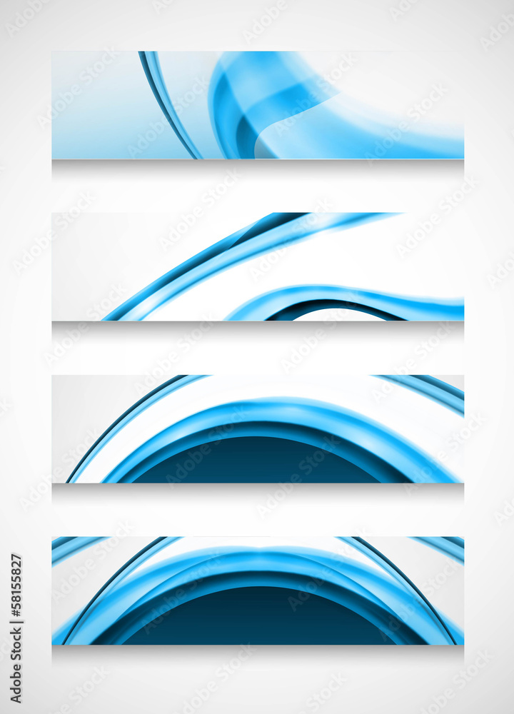 Headers four different colorful blue wave vector design