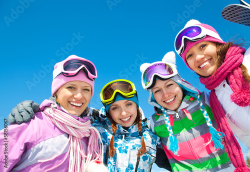 Company of friends on ski holiday