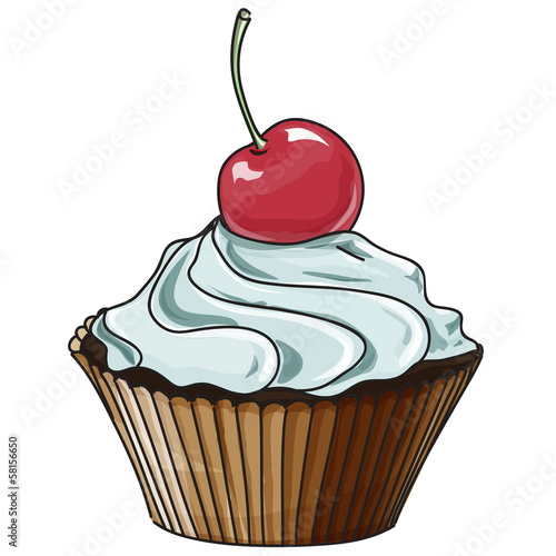 Vector cupcake isolated on white