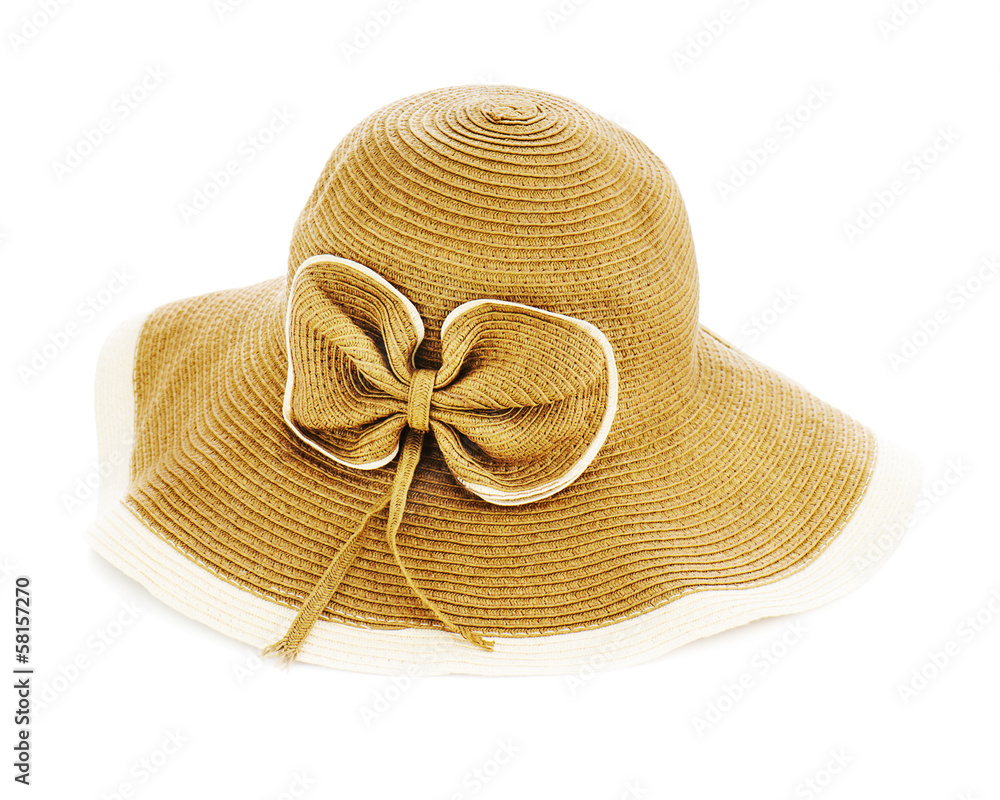 Beautiful summer hat isolated on white background. Beautiful summer hat isolated on white background.