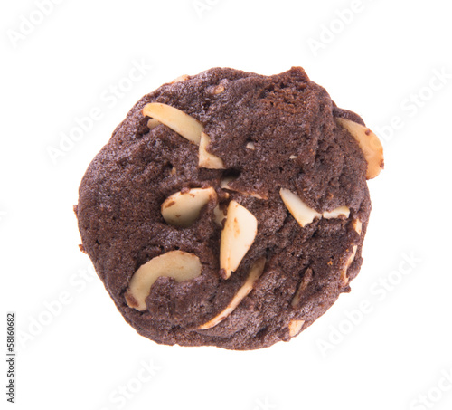 Almonds chocolate chips cookies on background
