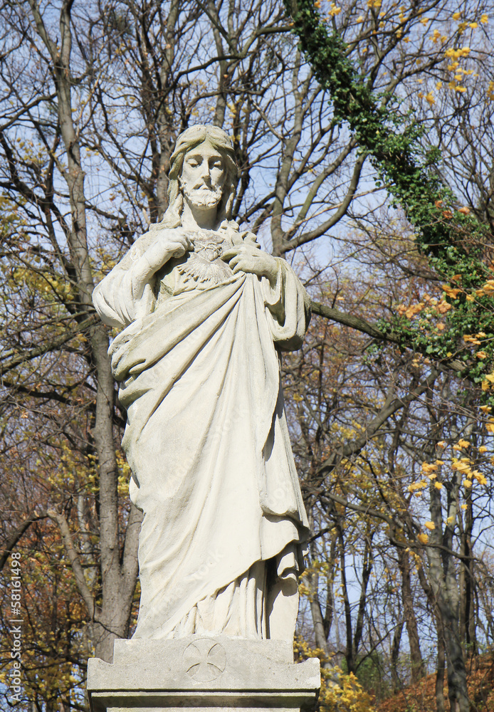 Jesus Crist statue on cemetery