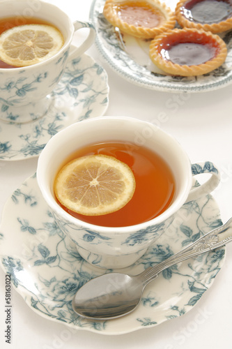Earl Grey tea with a slice of lemon