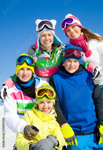 Company of friends on ski holiday