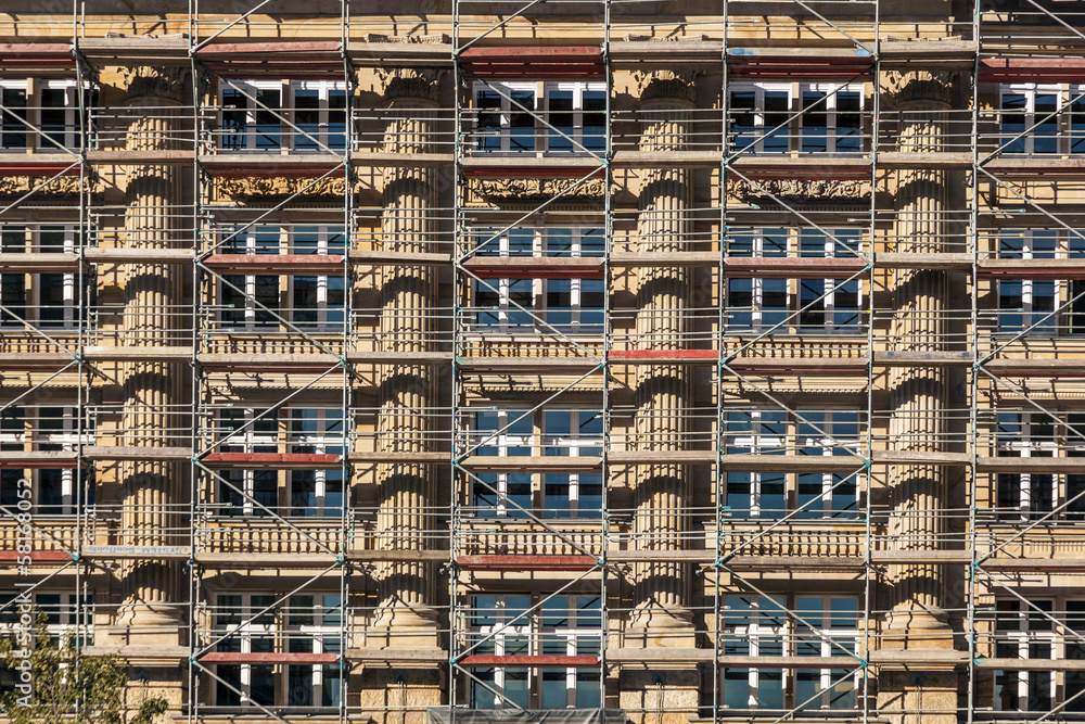 scaffold at an old historic house in Frankfurt