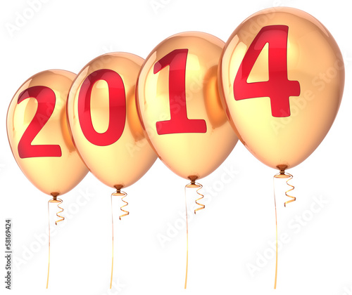 New Year 2014 balloons gold party holiday decoration wintertime