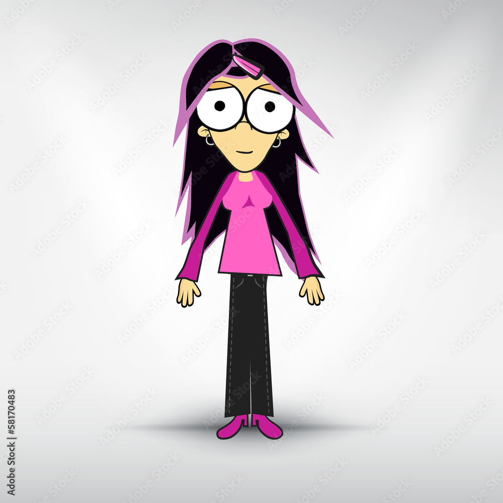 Vector woman dressed in pink on grey background Vector woman dressed in pink on grey background