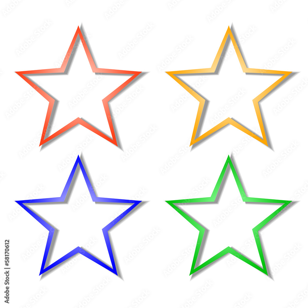 Obraz premium Set of Christmas stars, shadows on white