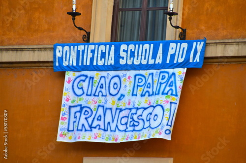 Welcoming message to Pope Francis photo