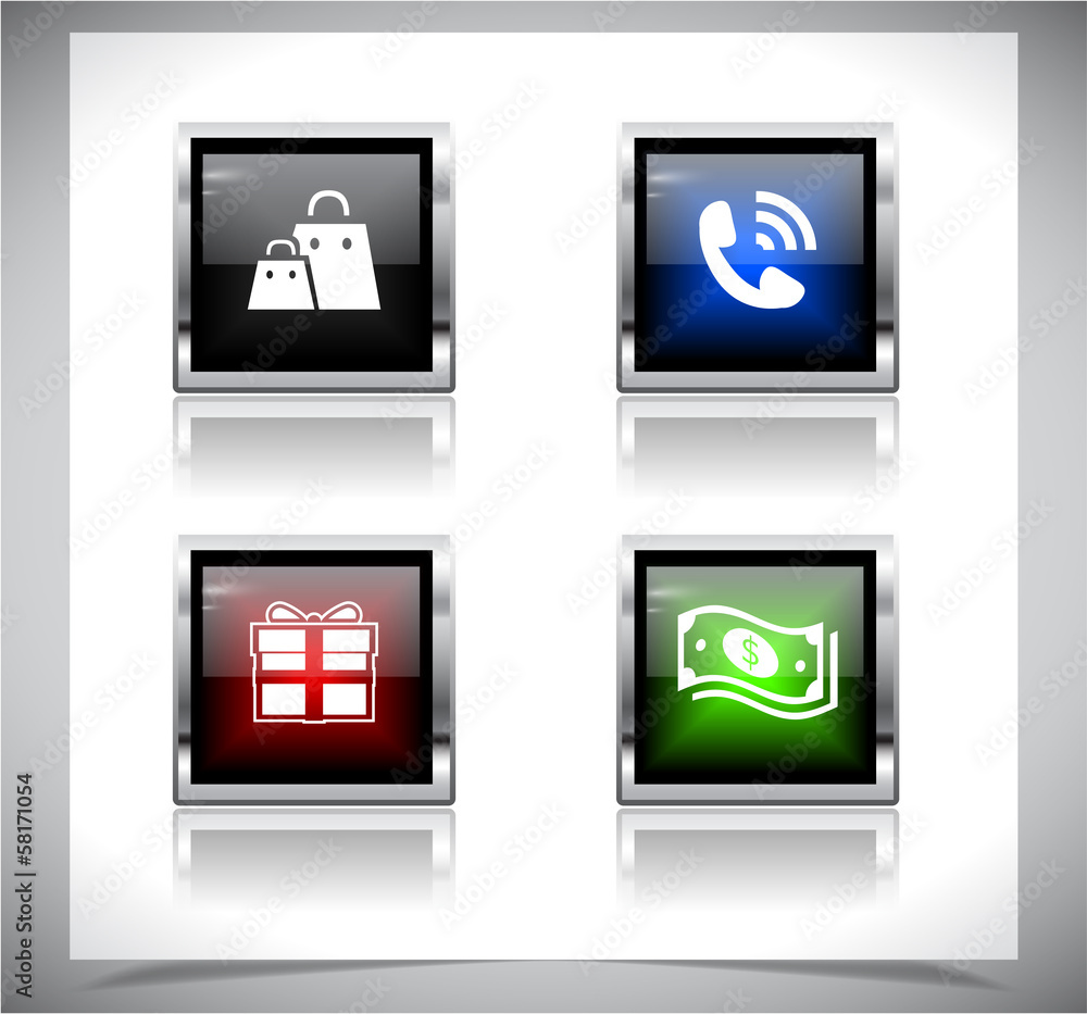 Metal web buttons. Vector eps10. Metal web buttons. Vector eps10.