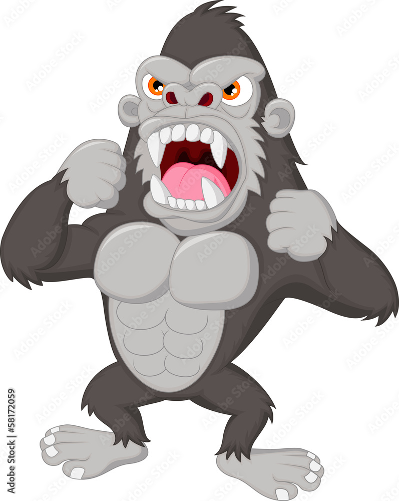 Fototapeta premium Angry gorilla cartoon character