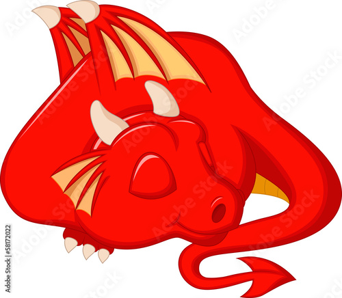 Cute dragon cartoon sleeping