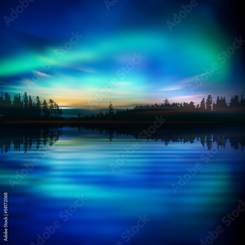 abstract background with sunset and mountains