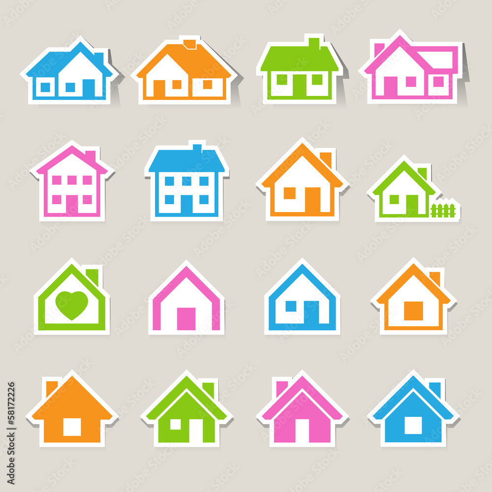 Houses icons set. Real estate.