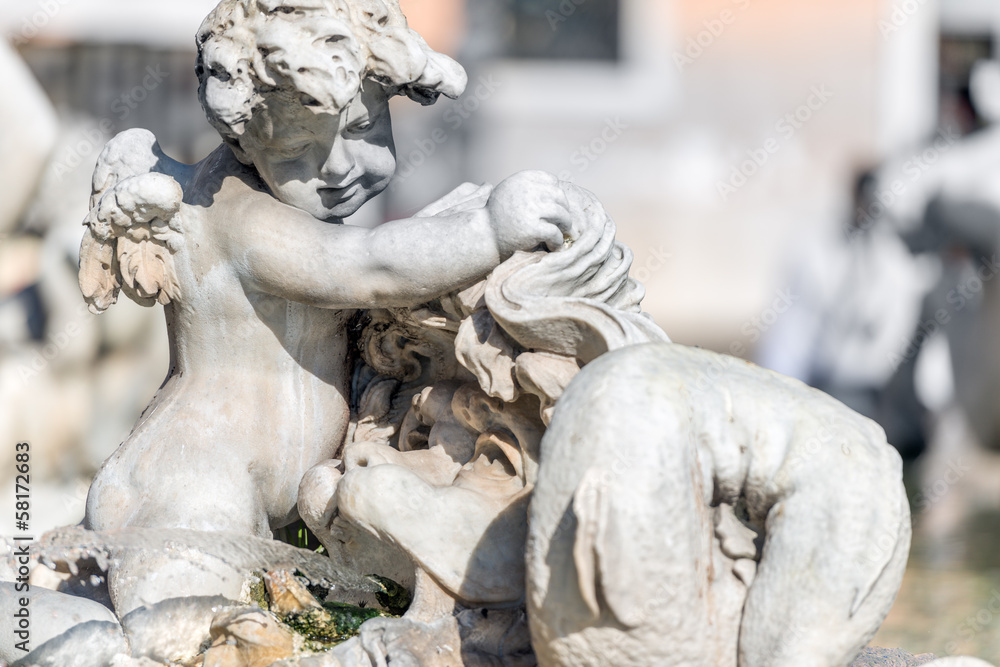 Naklejka premium Roma, piazza Navona, fontana del Nettuno (part.)