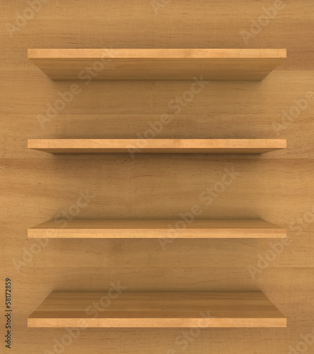 Fototapeta Naklejka Na Ścianę i Meble -  empty wooden bookshelf