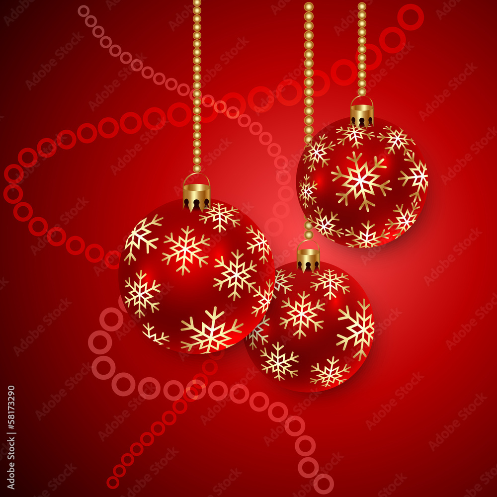 Vector Red Christmas Balls with SnowFlakes Vector Red Christmas Balls with SnowFlakes