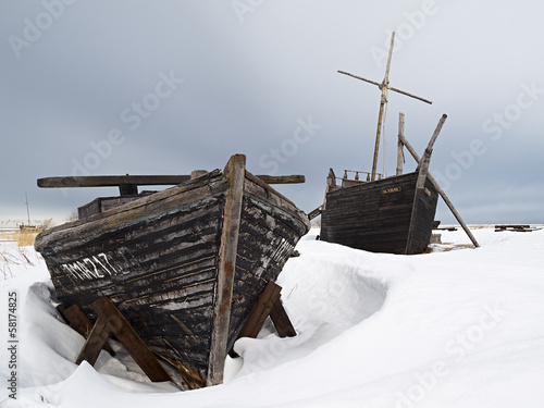 Abandoned ships on the Baltic sea coastline, Toolse, Estonia