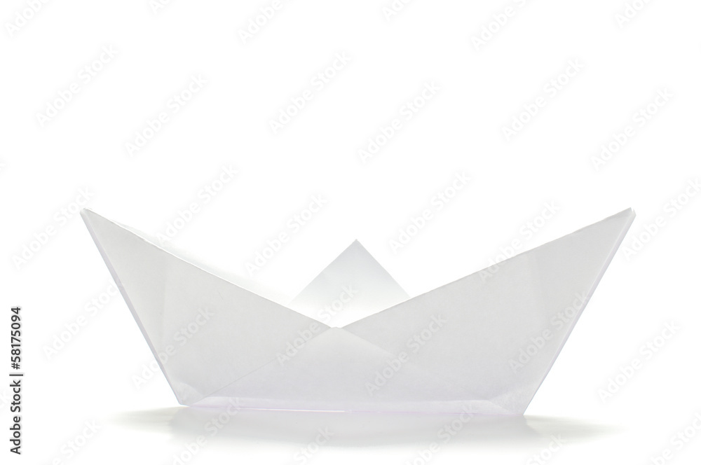 White origami ship  side