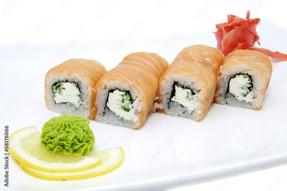 delicious seafood sushi at a Japanese restaurant delicious seafood sushi at a Japanese restaurant