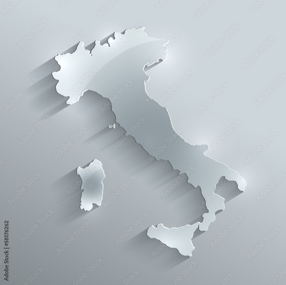 Italy map glass card paper 3D