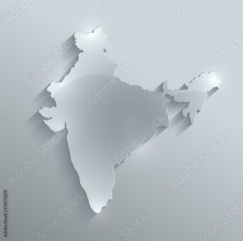 India map glass card paper 3D