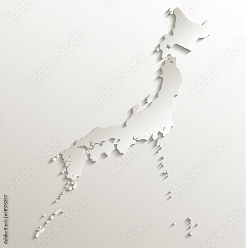 Japan map card paper 3D natural