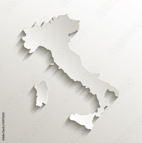 Italy map card paper 3D natural